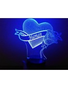 Lampe coeur et rose fête des mères