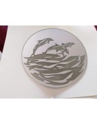 Miroir décoratif dauphins diam.20cm avec support