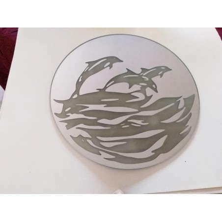 Miroir décoratif dauphins diam.20cm avec support