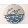 Miroir décoratif dauphins peint diam.20cm avec support