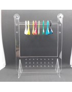 Support boucles d’oreilles Plexi. transparent avec 8 cintres