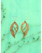 Boucles d’oreilles en bois forme feuilles