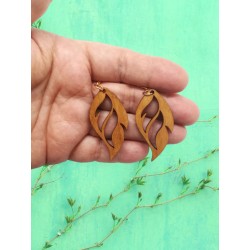 Boucles d’oreilles en bois forme feuilles