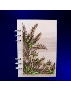 Carnet en bois motif plante