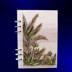 Carnet en bois motif plante