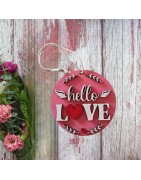Panneau de porte en bois st valentin "hello love"