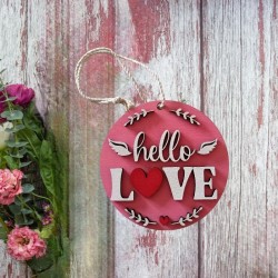 Panneau de porte en bois st valentin "hello love"