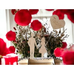 Marque table couple et ballon coeur