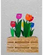 Jardinière de tulipes en bois