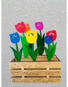 Jardinière de tulipes en bois