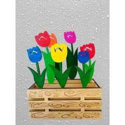 Jardinière de tulipes en bois