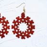 Boucles d'oreilles petits cœurs acrylique rouge orangé pailletées