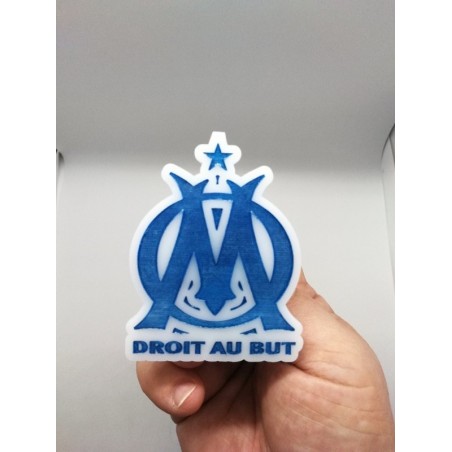 Désodorisant voiture logo OM droit au but en acrylique