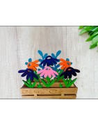 Jardinière de fleurs en bois peint à la main