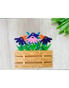 Jardinière de fleurs en bois peint à la main