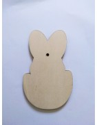 Lapin de pâques en bois, peint à la main avec initiale du prénom