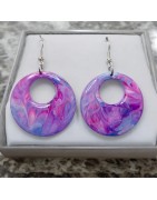 Boucles d'oreilles en bois peintes à la main