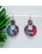Boucles d'oreilles en bois peintes à la main