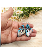 Boucles d'oreilles ailes de papillons en bois peintes à la main