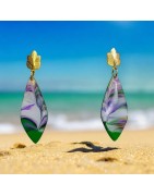 Boucles d'oreilles en bois peintes à la main