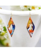 Boucles d'oreilles en bois peintes à la main