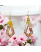 Boucles d'oreilles en bois peintes à la main