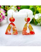 Boucles d'oreilles en bois peintes à la main