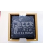 10 Dessous de verres ardoise avec boite de rangement
