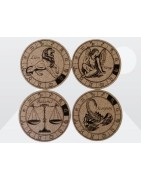 12 Dessous de verres liége signes astrologiques avec boite de rangement