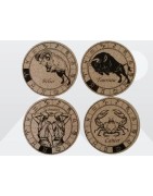 12 Dessous de verres liége signes astrologiques avec boite de rangement