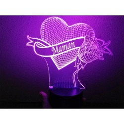 Lampe coeur et rose fête des mères