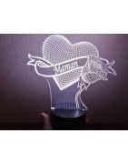 Lampe coeur et rose fête des mères